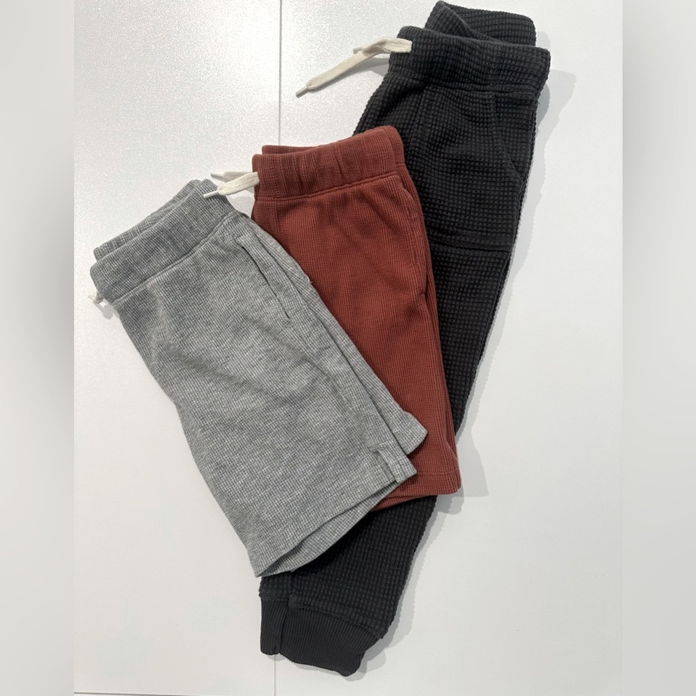 Kids' Cozy Knit Bottoms - Dark Gray, Gray, and Burnt Red